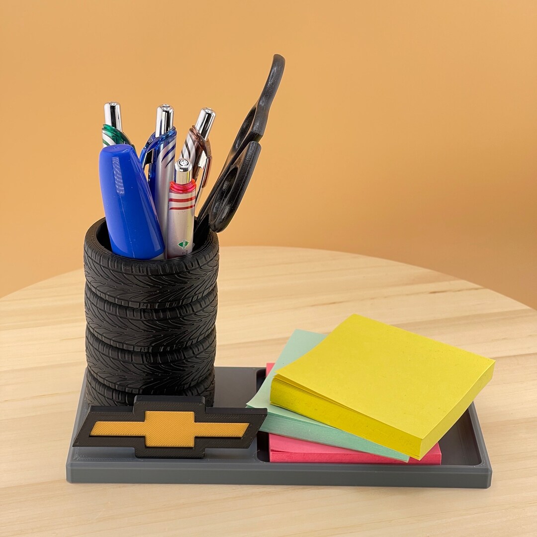 Chevrolet Pen Holder & Storage Tray Desk Organizer Chevy Bowtie Mechanic Gift Car Enthusiast