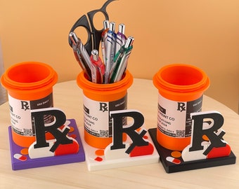 Pharmacist Pill Bottle Pen Holder | RX Pharmacy Tech Desk Organizer | Doctor Of Pharmacy | Pharmacy Student Gift | Apothecary