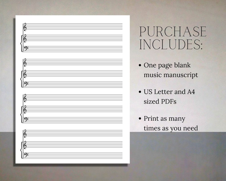 Printable Sheet Music Manuscript Paper Accompaniment and - Etsy