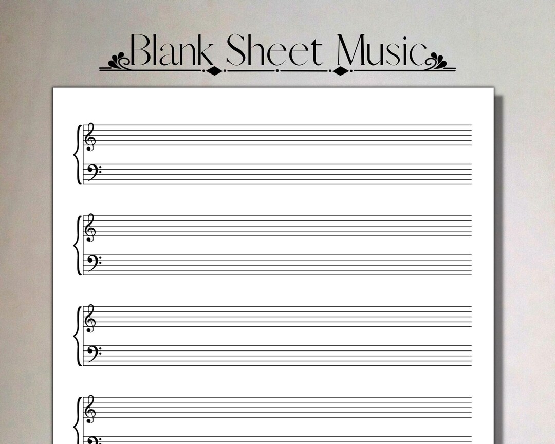 Printable Sheet Music Manuscript Paper Treble & Bass Clef 12 Etsy