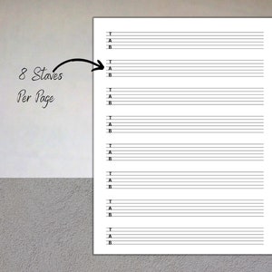 Printable Guitar Tab Paper, Printable Blank Tablature Paper for Guitar ...