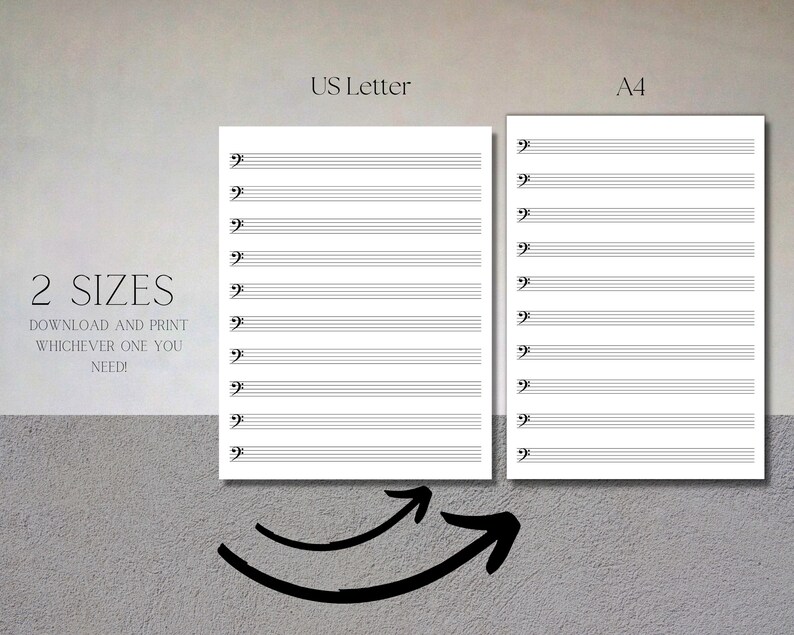 Printable Bass Clef Sheet Music Manuscript Paper, 10 Stave per Page