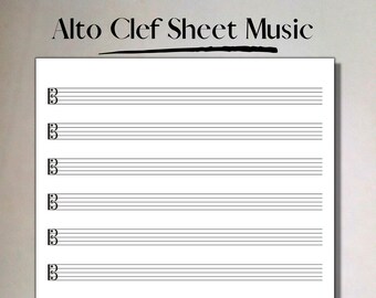 Printable Alto Clef Sheet Music for A4/Letter, Printable PDF Instant Download.