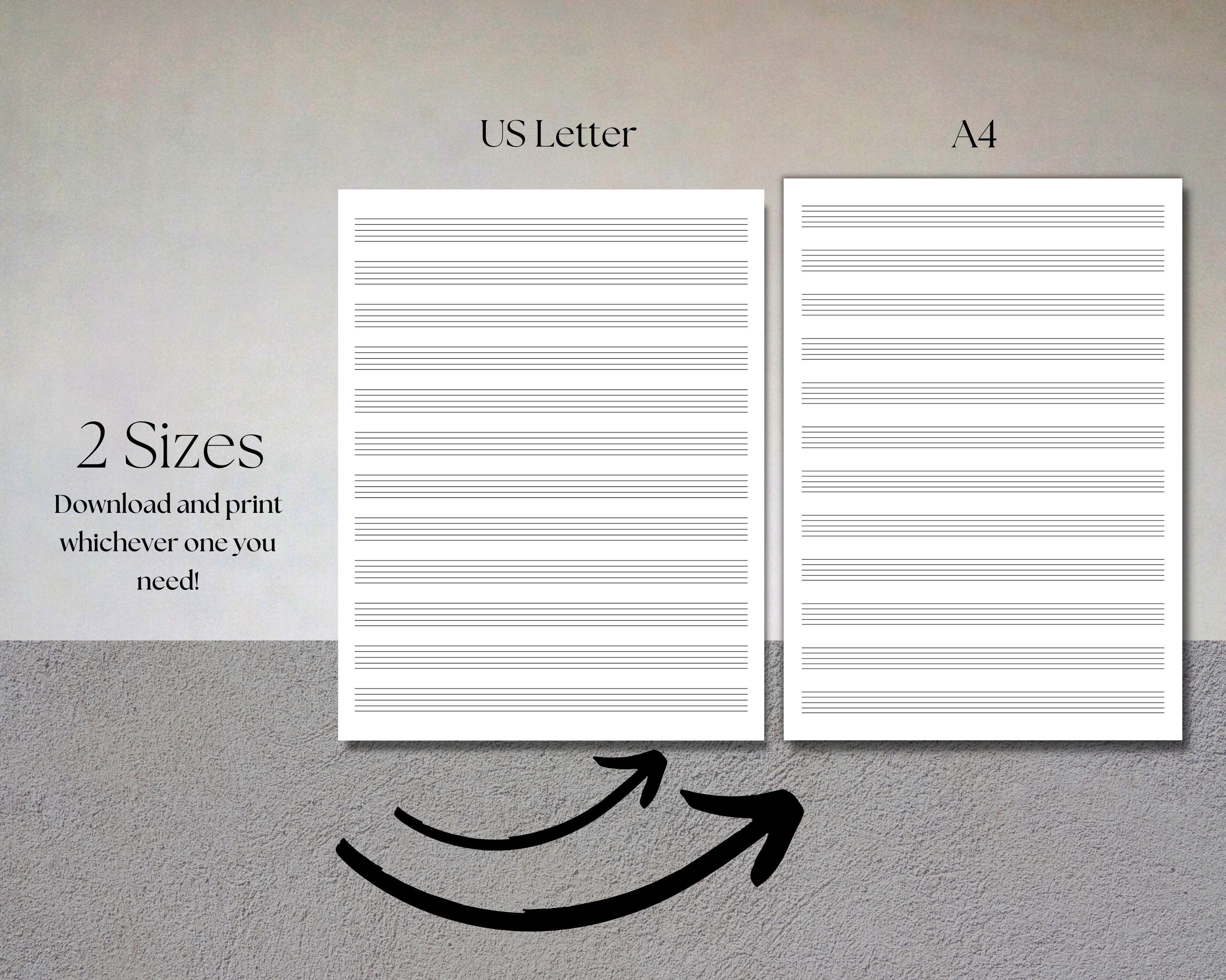 Printable Blank Sheet Music Manuscript Paper, 12 Stave, Printable PDF ...