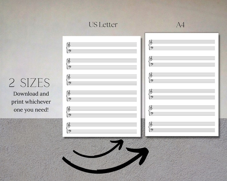 Printable Sheet Music Manuscript Paper Treble & (Instant Download) Etsy