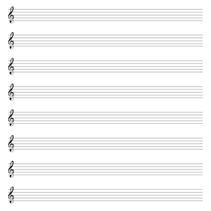 Printable Treble Clef Sheet Music Manuscript Paper, 10 Stave per Page ...
