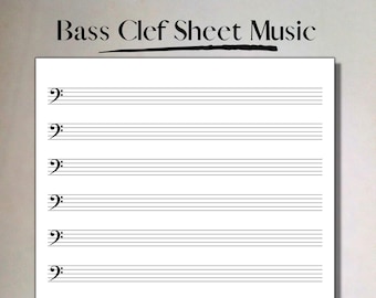 Printable Bass Clef Manuscript Paper: 10 Staves (US Letter & A4) (PDF Download)