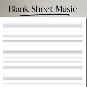 Druckbares leeres Notenpapier, 12 Notensystem, druckbares PDF-Sofort-Download, Klavier-Notenpapier, A4 und US Letter