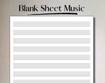 Printable Blank Sheet Music Manuscript Paper, 12 Stave, Printable PDF Instant Download, Piano Staff Paper, A4 & US Letter