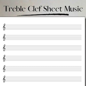Printable Treble Clef Sheet Music Manuscript Paper, 10 Stave per page, PDF Instant Download, Piano Staff Paper, A4 and US Letter