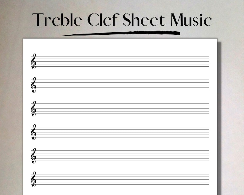 Printable Treble Clef Sheet Music Manuscript Paper, 10 Stave per Page ...
