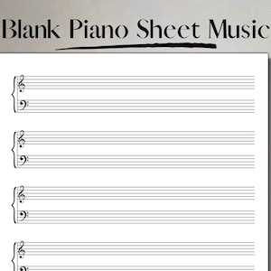 Printable Blank Sheet Music Manuscript Paper, 12 Stave, Printable PDF  Instant Download, Piano Staff Paper, A4 & US Letter 