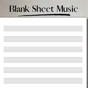Druckbares Notenblatt Musik Manuskript Papier, blanko 10 Notensystem, druckbare PDF Sofort-Download, Klavier Notenpapier, A4 und US Letter