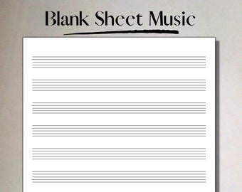 Printable Sheet Music Music Manuscript Paper, Blank 10 Stave, Printable PDF Instant Download, Piano Staff Paper, A4 & US Letter