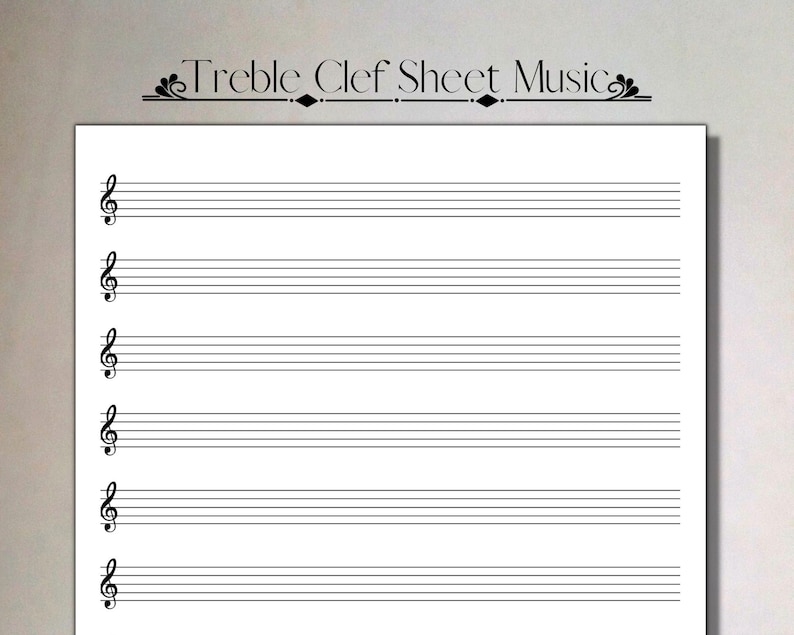 Printable Treble Clef Sheet Music Manuscript Paper 10 Stave - Etsy