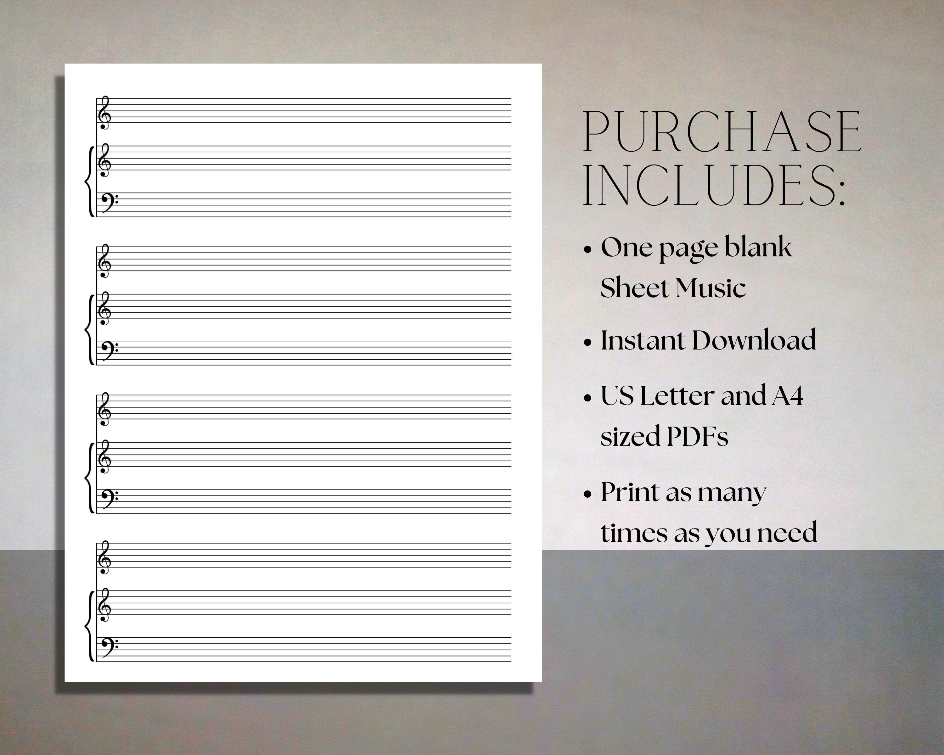 Printable Sheet Music Manuscript Paper Accompaniment and Melody Piano Printable Sheet Music Manuscript Paper Accompaniment and Melody Piano