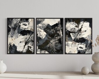Abstract Wall Art Set Of 3 Prints | Paint Texture Gallery Wall Bundle | Modern Wall Art | Gift For Her | Digital Download | Printable Decor