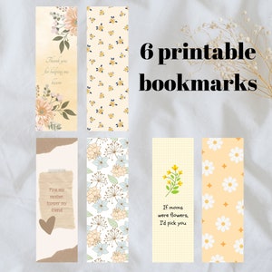 Mother&#39;s Day Bookmarks - set of 6 - digital product, Instant download, PDF, JPG