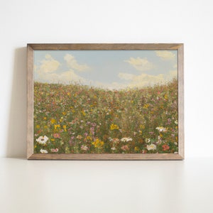Wildflower Field Landscape Art Print - Floral Art, Classic 19th Century Vintage Style - PRINTABLE Instant Digital Download - Edition 4