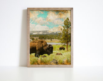 Vintage Art Print of Yellowstone National Park - Rustic Country Decor - PRINTABLE Digital Download - Edition 3