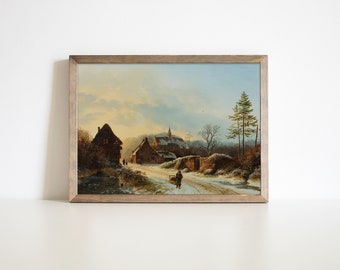 Vintage Winter Painting - Vintage Winter Print in Classic 1800's Style - Printable Digital Download