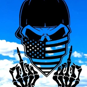 American flag skull middle finger | vinyl decal | premium vinyl | patriotic | multiple sizes and colors