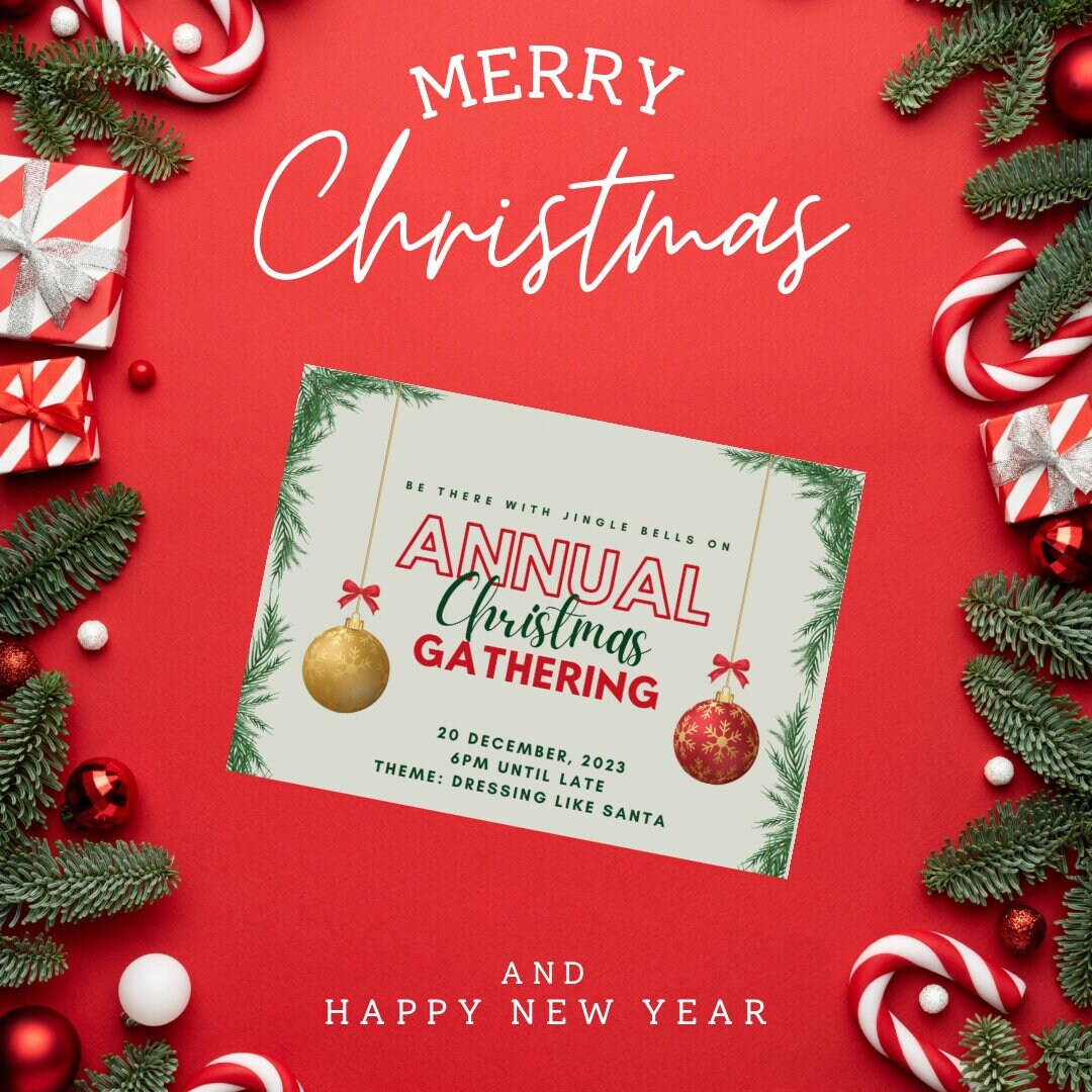 Christmas Editable Invitation Card / Printable Downloadable, Christmas