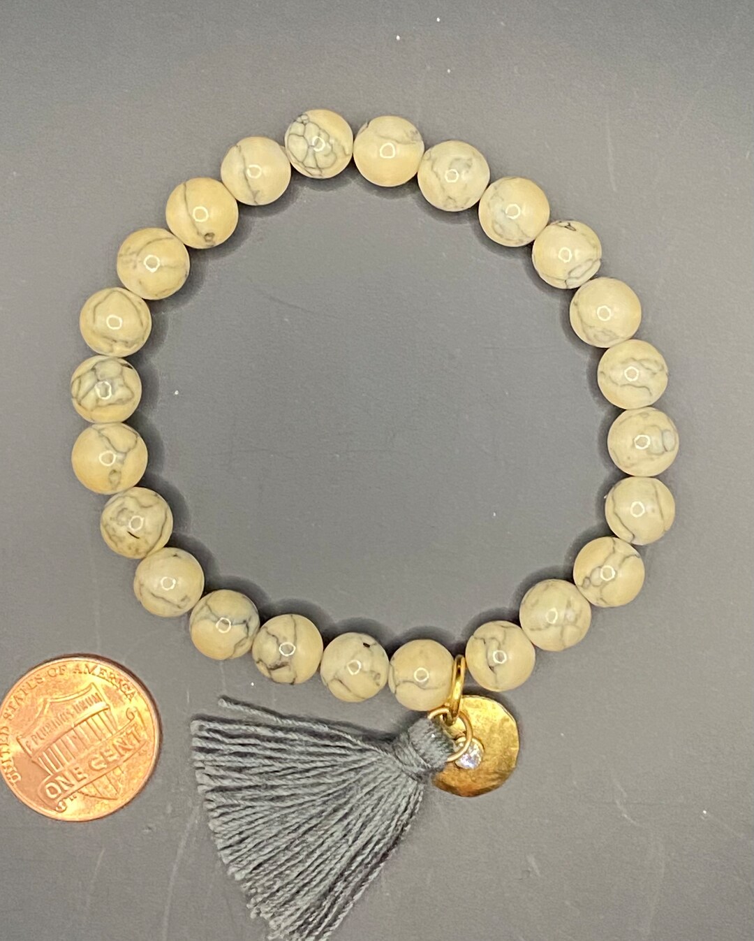 Beaded Bracelet With Charm and Tassel Etsy