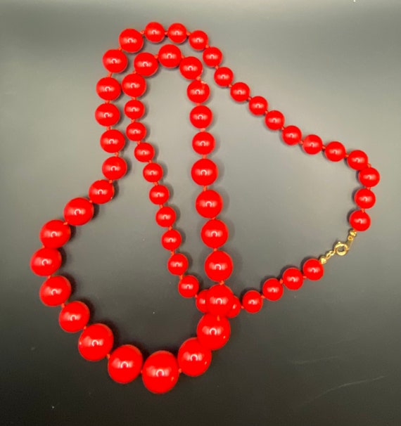 24" Red Pearl Necklace - image 1