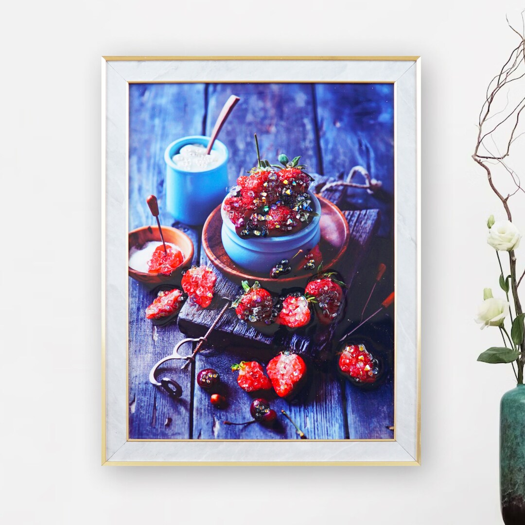 Resin Art Paintingfood Wall Art,food Photography,resin Strawberry