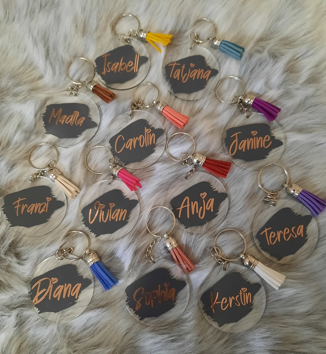 Personalized Acrylic Keychain Round With Name - Etsy