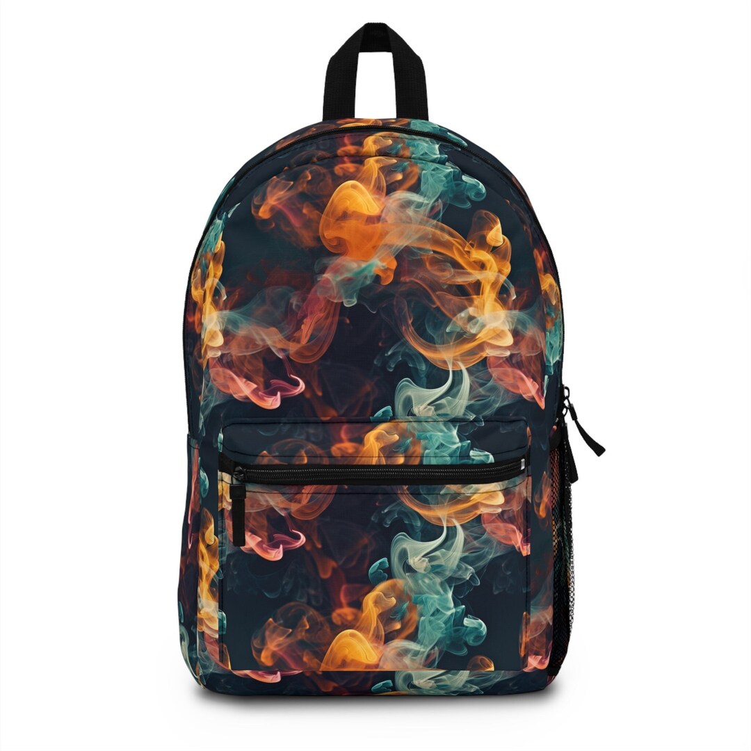 Abstract Smoke Design Backpack Colorful Artistic Print School Bag