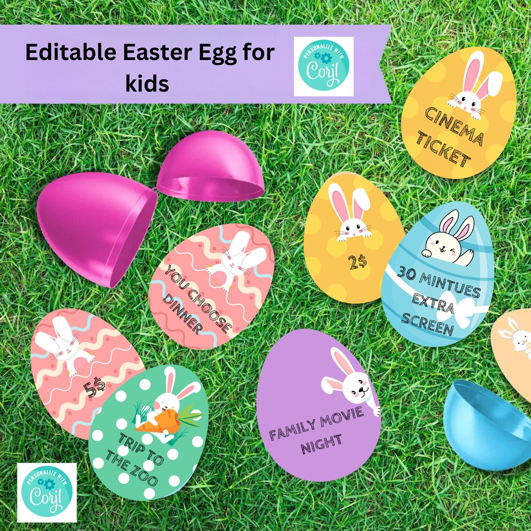 Editable Easter Egg Token Set: Printable Easter Coupons for Kids Easter ...