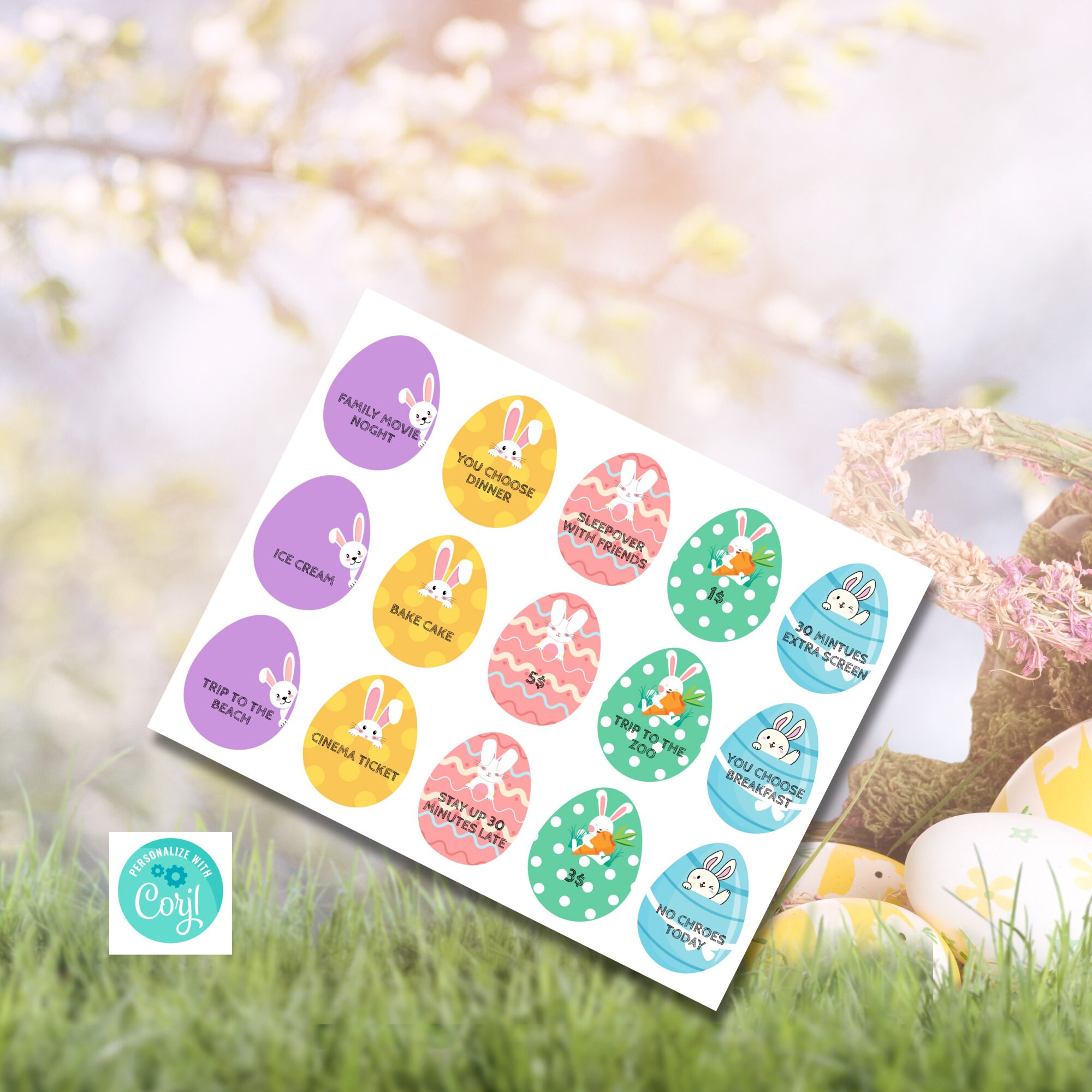 Editable Easter Egg Token Set: Printable Easter Coupons for Kids Easter ...