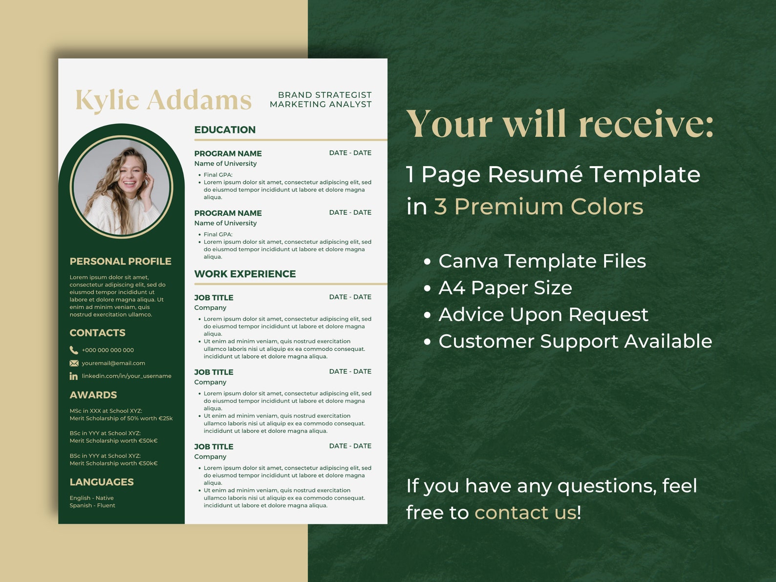 Canva Resume CV Template Modern CV Photo CV Template Professional