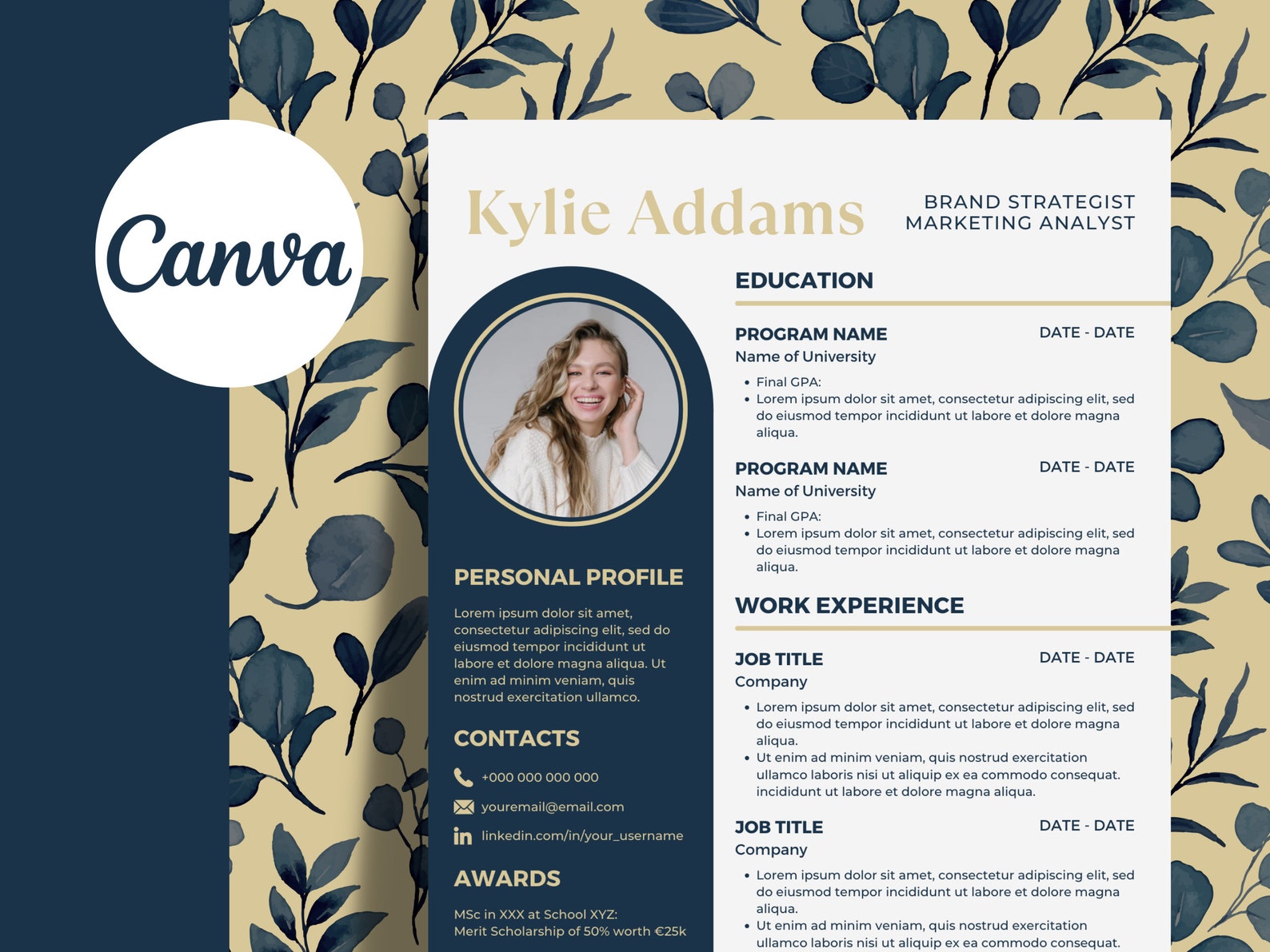 Canva Resume, CV Template Modern, CV Photo, CV Template Professional ...