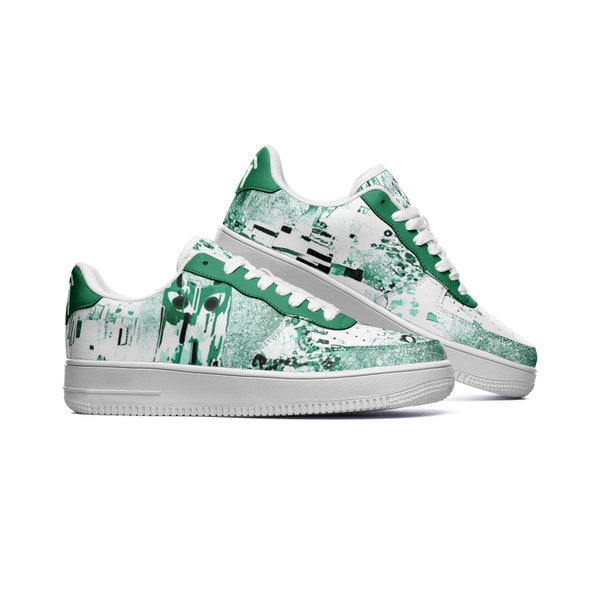 Sneakers/Baskets Nickel Klimt Blanc&Vert N2 de Malopium® Tennis Cuir Personnalisées Homme Femme Custom Type Air Force 1 Livraison Gratuite