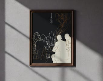 Arte mural imprimible de Hustle: arte retro de gánster, decoración de pared melancólica en blanco y negro, impresión de arte callejero, decoración para la cueva del hombre, emprendimiento 6