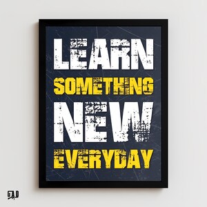 Learning mindset wall art | printable educational motivation poster | modern dark slate office décor digital download for lifelong learners