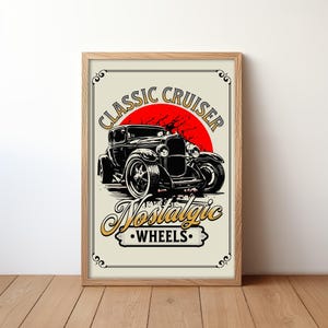 Retro Auto Wall Art - Classic American Car Print - Garage Decor for Car Show Enthusiasts or Mechanics