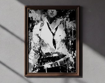 Black and White Gangster Art, Femme Fatale Noir Print, Grunge Street Art Woman, Mafia Boss Lady Wall Decor, Edgy Poster Digital Art 7