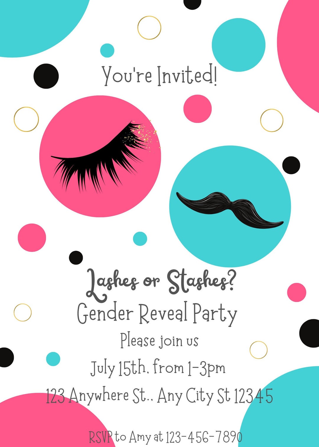 Gender Reveal Invitation, Lashes or Stashes, Digital Download - Etsy