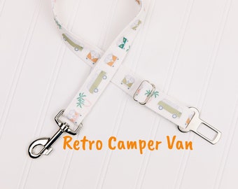 Retro Camper Vans Dog Seatbelt Water Resistant Canvas