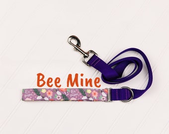 Bee Mine Purple Floral Dog Leash