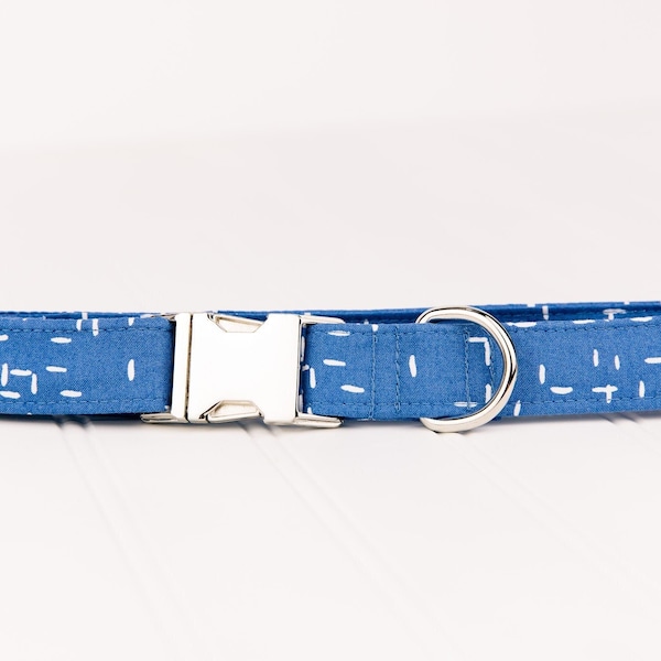 Yale Blue Crosshatch Dog Collar