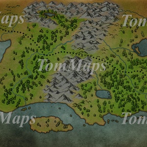Map of Adventure | Fantasy Maps | Printable | PDF | JPG | Dungeons & Dragons | Board Games | Digital Art