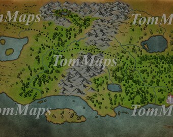 Map of Adventure | Fantasy Maps | Printable | PDF | JPG | Dungeons & Dragons | Board Games | Digital Art