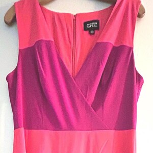 Adrianna Papell Vintage Sleeveless Colorblock Mini Dress Sheath in Hyacinth, Silk Lined, Color Block,Hidden Zipper, RARE Size 14, GORGEOUS image 5