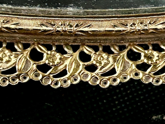 Vintage Matson Vanity Tray Mirror: Mid Century Golden Rose Ormolu