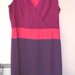 Adrianna Papell Vintage Sleeveless Colorblock Mini Dress Sheath in Hyacinth, Silk Lined, Color Block,Hidden Zipper, RARE Size 14, GORGEOUS image 1